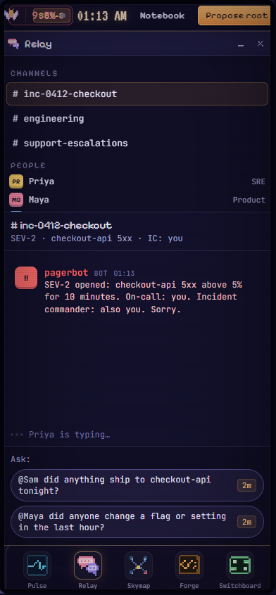 Relay incident channel in the game